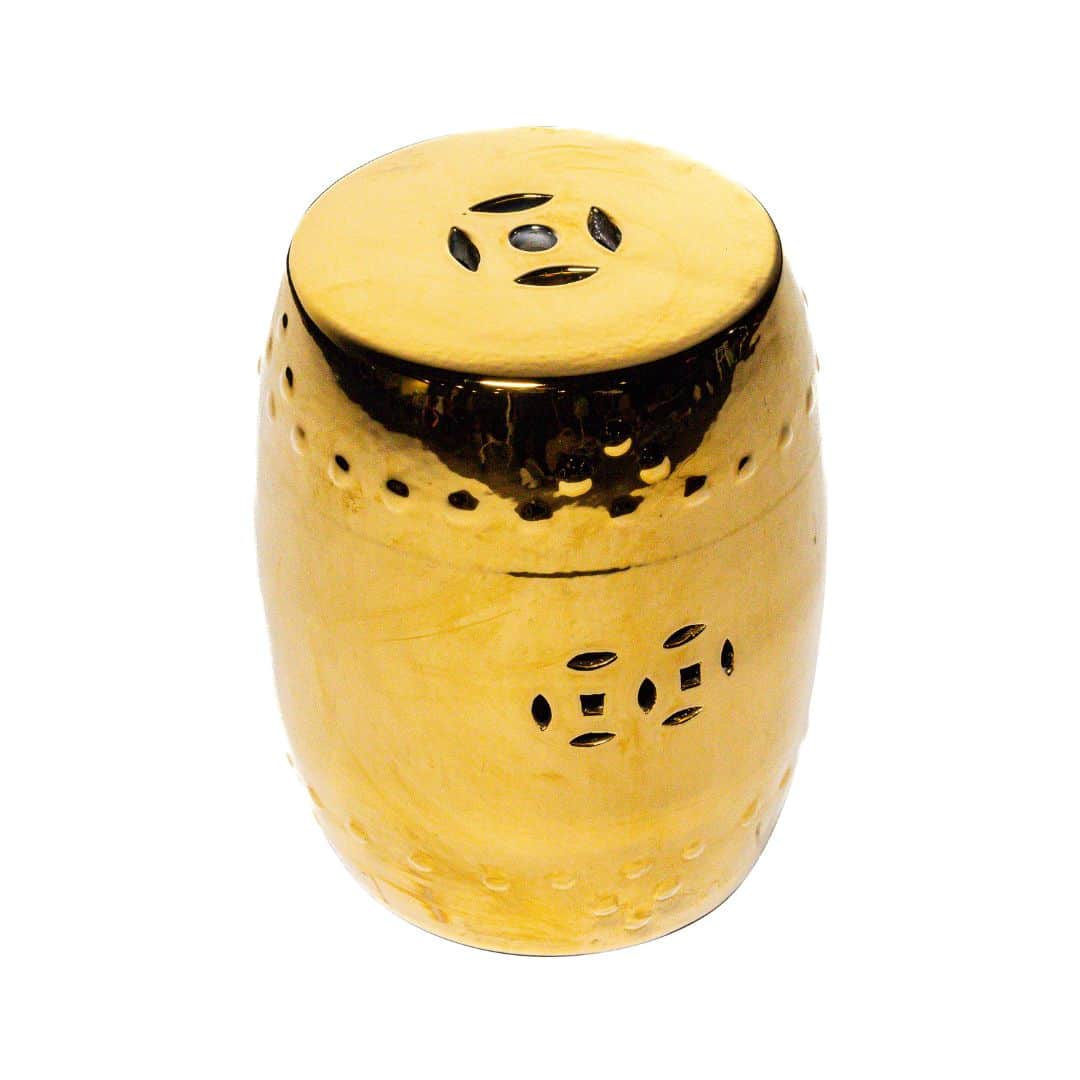 Drum Low Stool – Gold Ceramic
