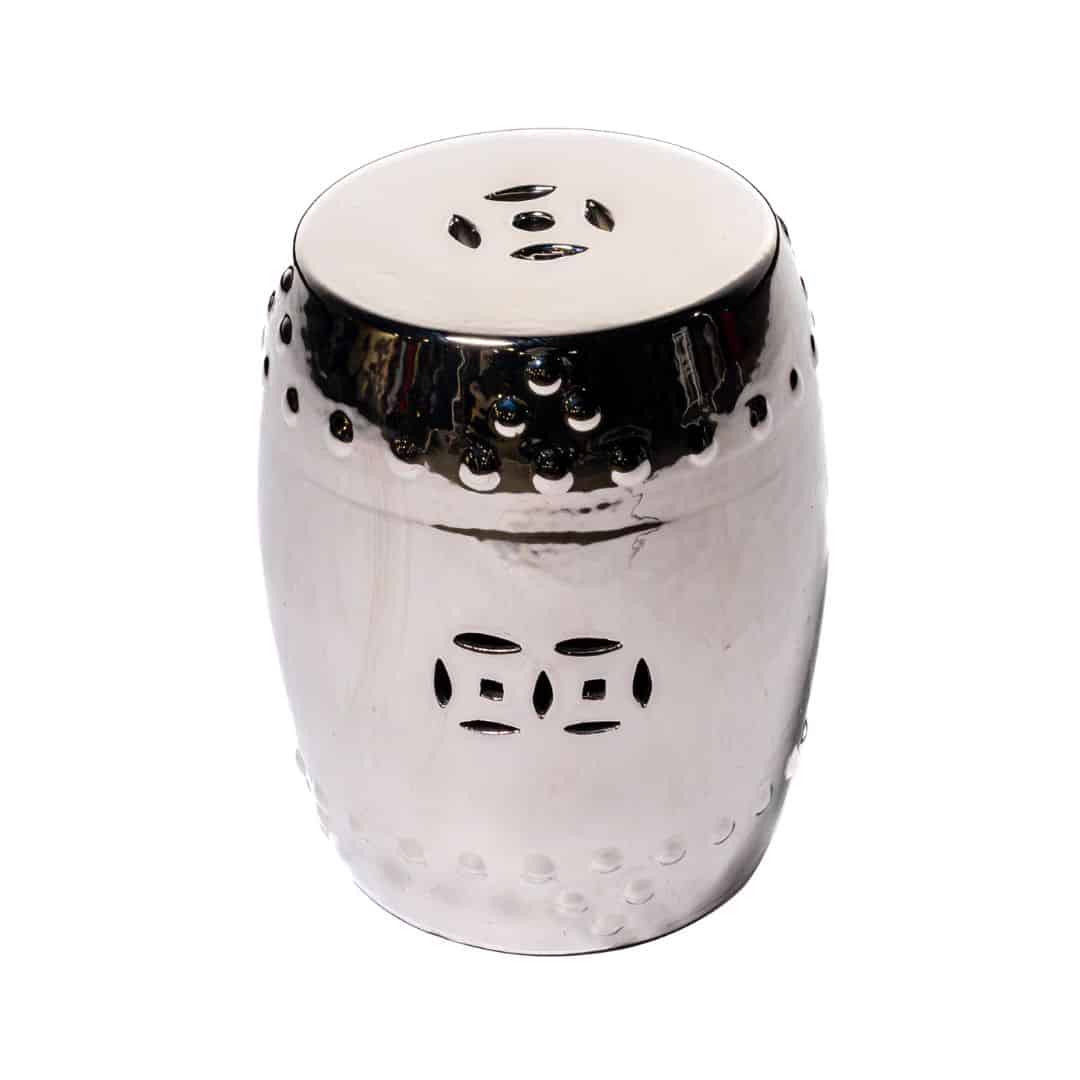 Drum Low Stool – Silver Ceramic