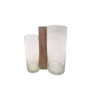 Duo Cylinder Vase – Set of Two with Timber Centre