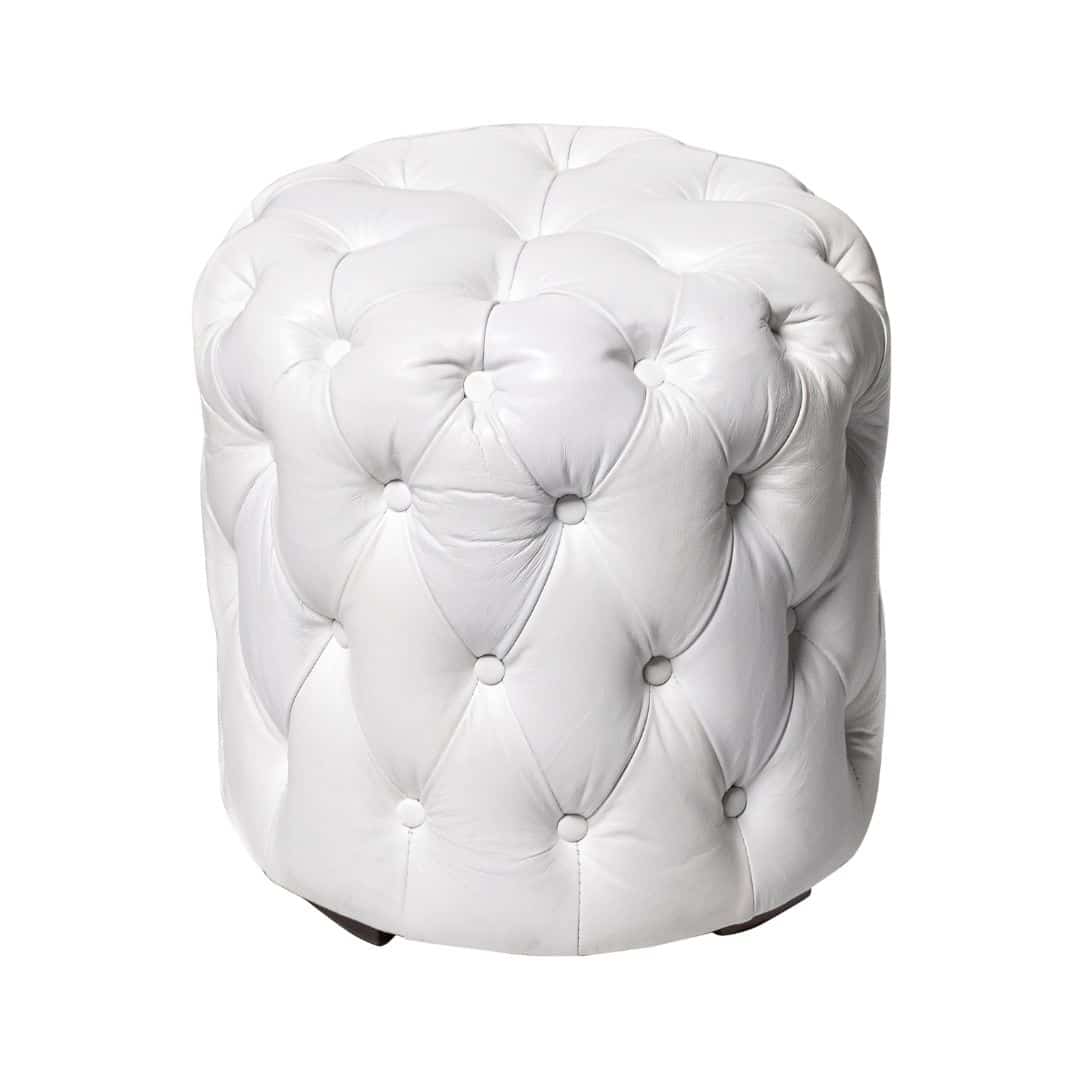Florence Ottoman – White Leather Look