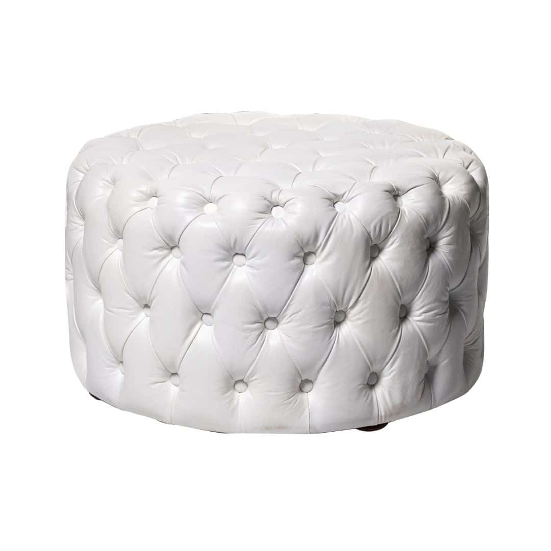 Florence Ottoman – White Leather Look