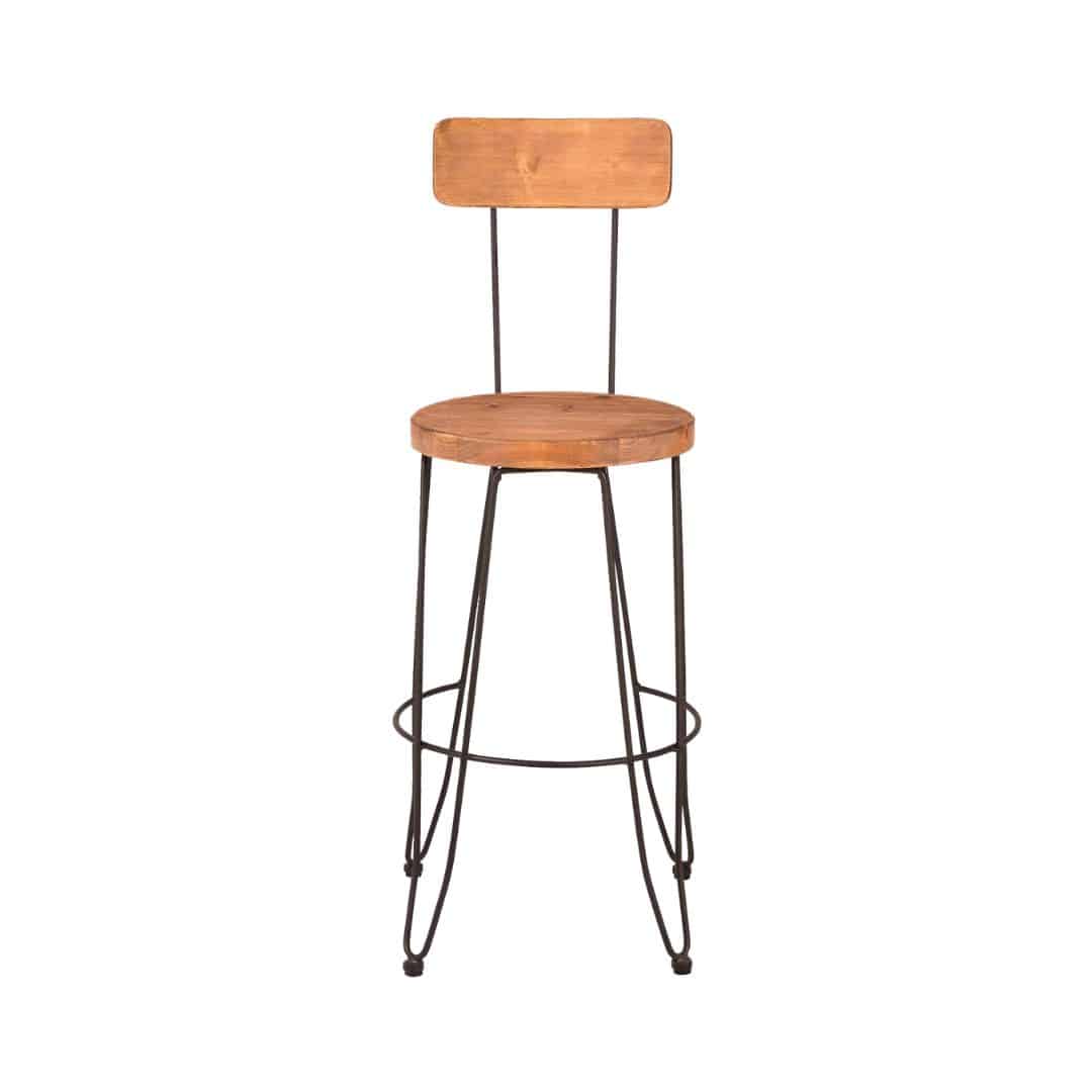 Frankie Bar Stool – Black with Timber Seat