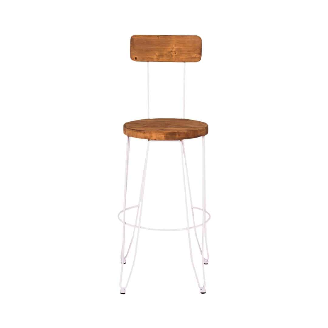 Frankie Bar Stool – White with Timber Seat