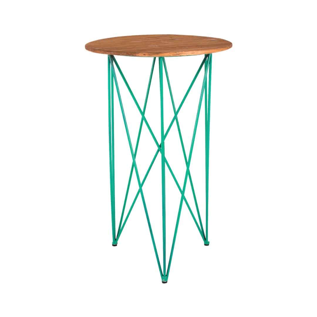 Frankie Bar Table – Mermaid Green with Timber Top