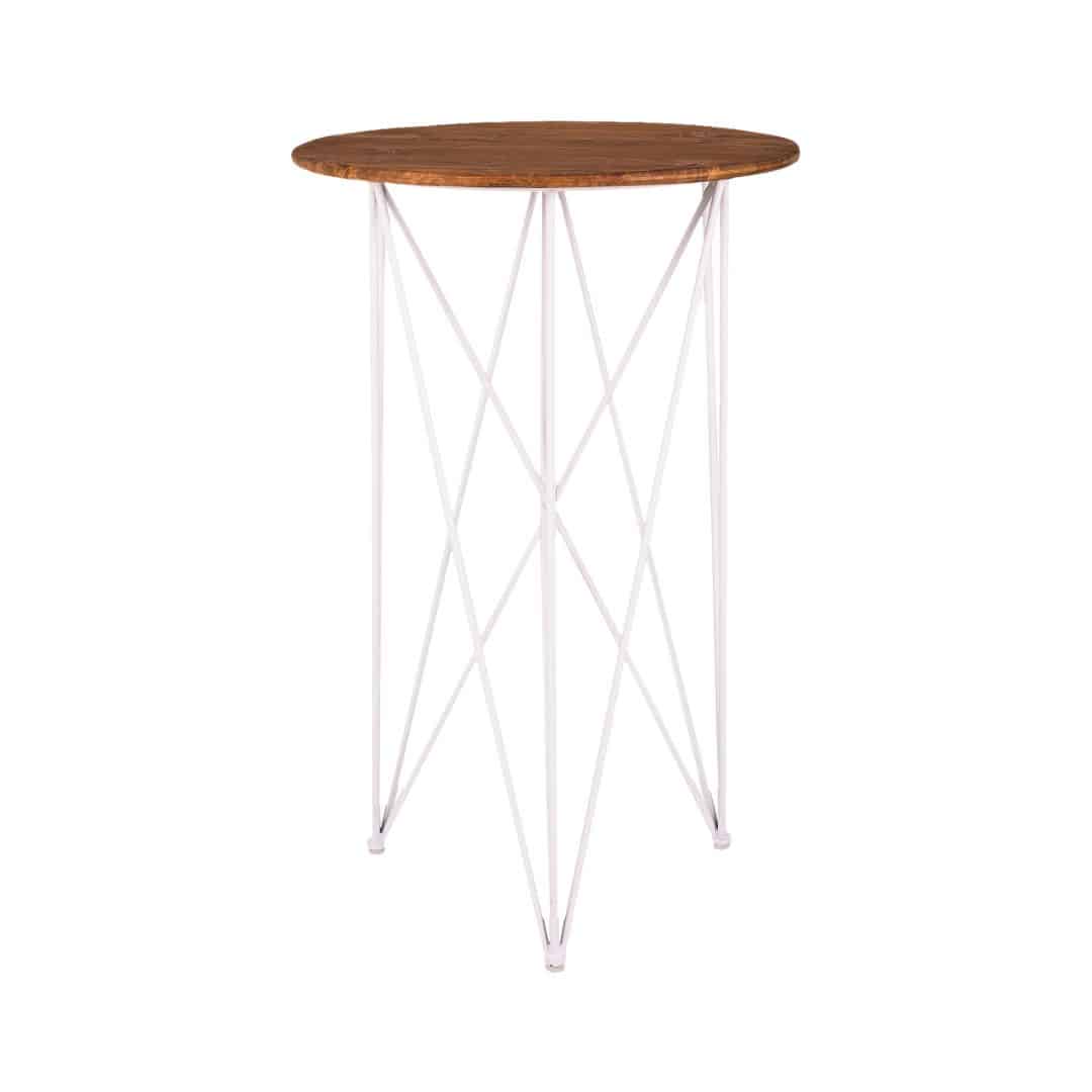 Frankie Bar Table – White with Timber Top