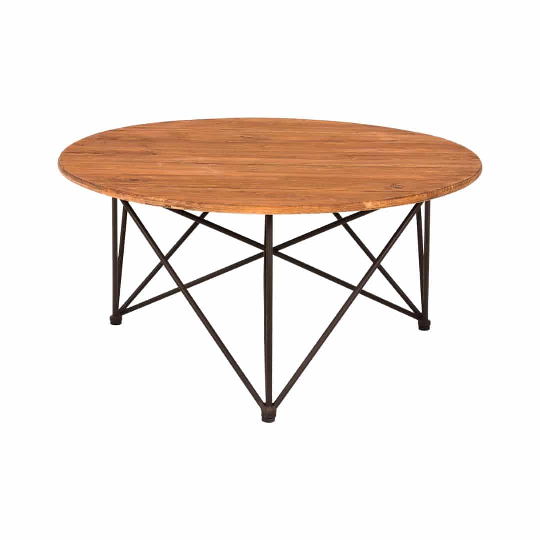 Frankie Round Coffee Table – Black with Timber Top