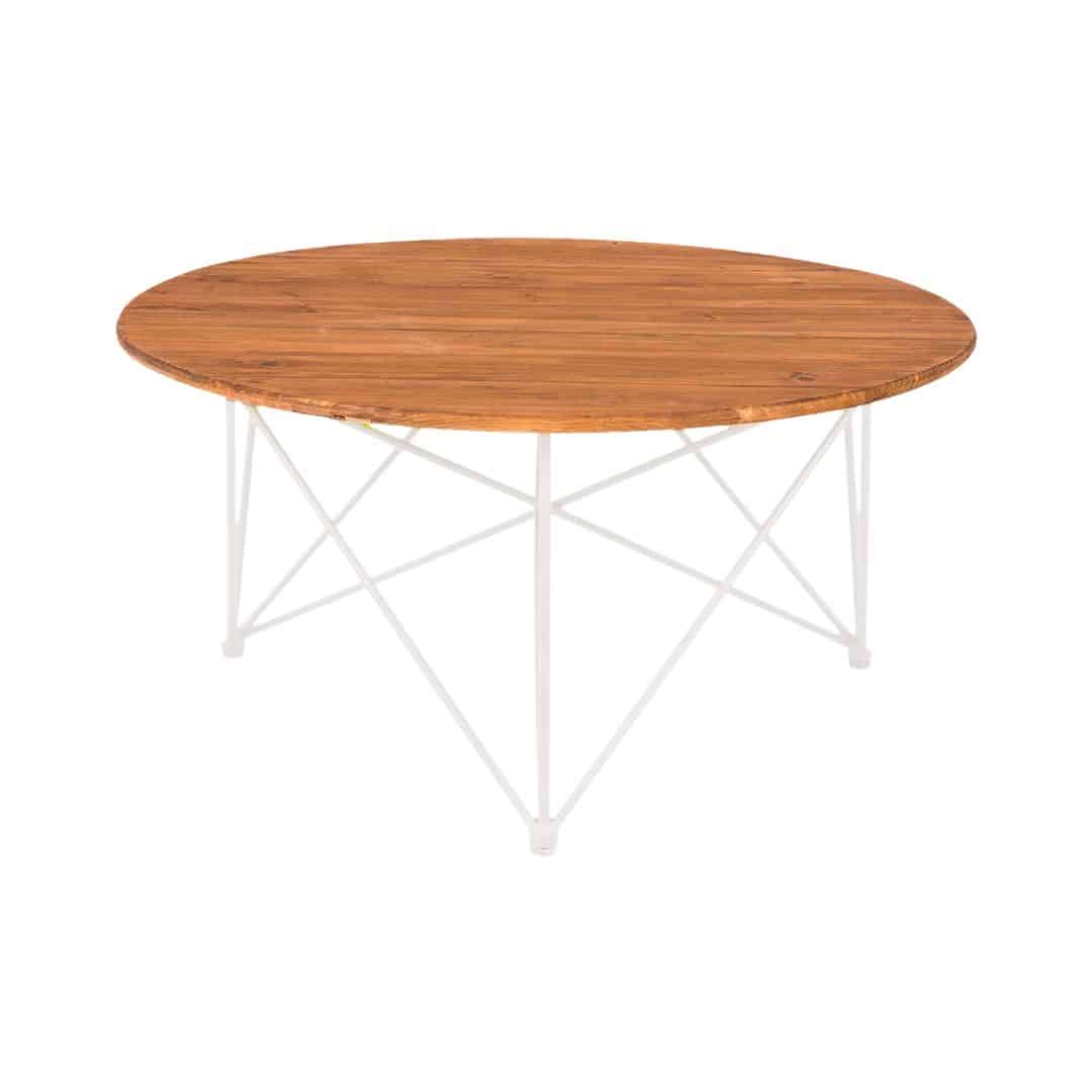 Frankie Round Coffee Table – White with Timber Top