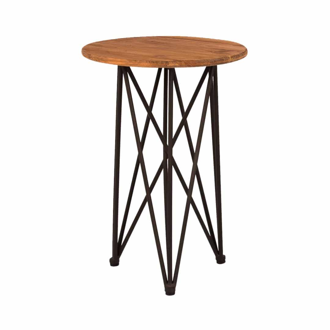 Frankie Round Side Table – Black with Timber Top