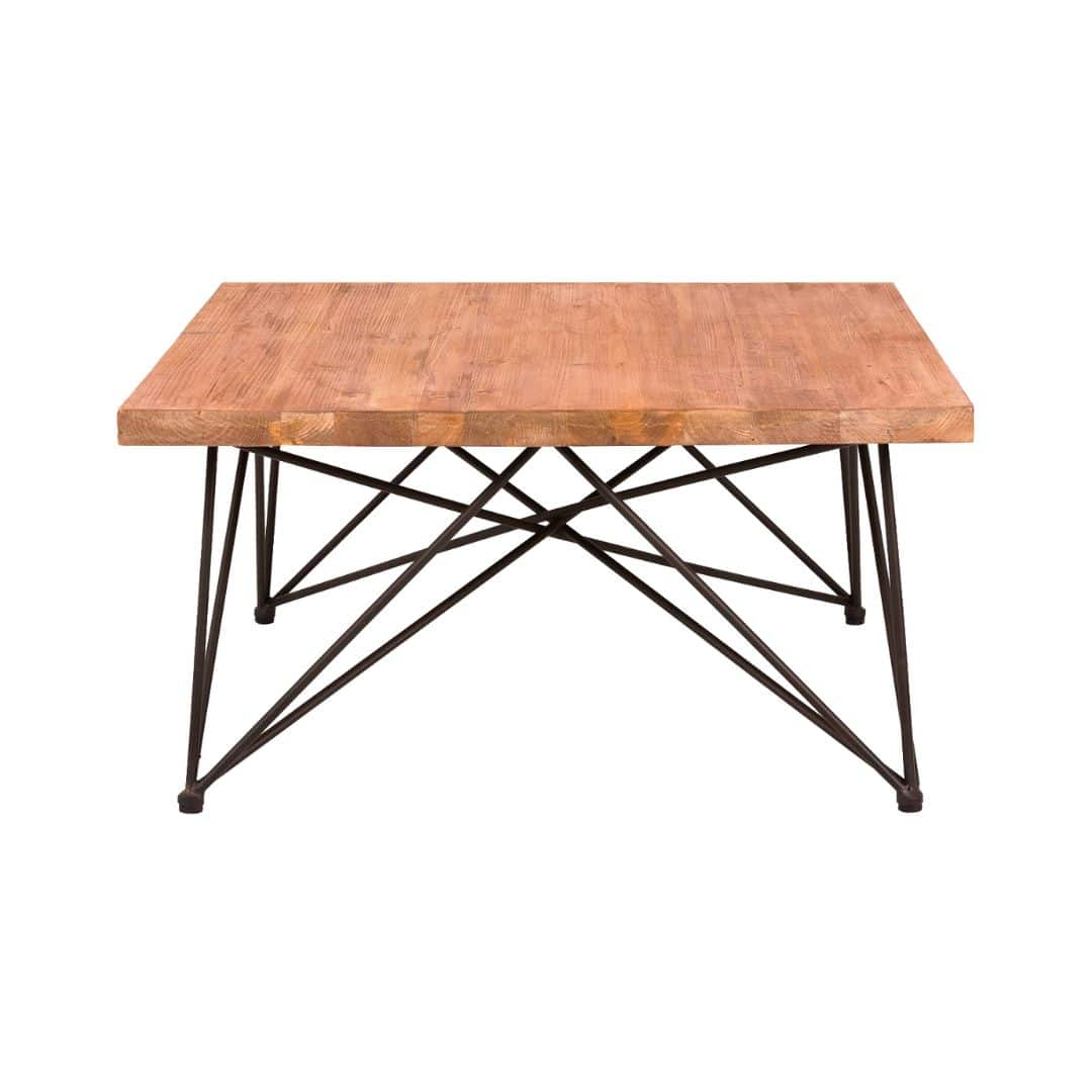 Frankie Square Coffee Table – Black with Timber Top