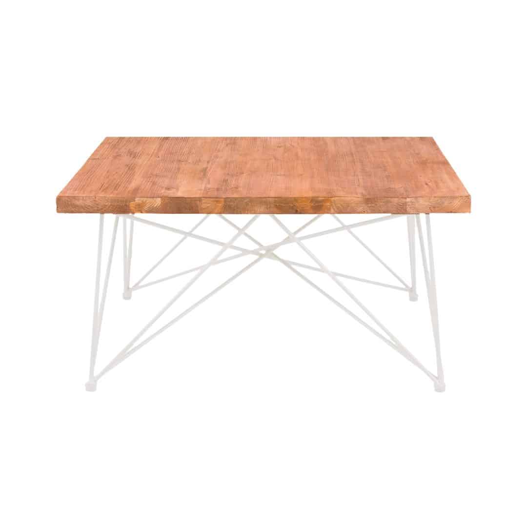 Frankie Square Coffee Table – White with Timber Top
