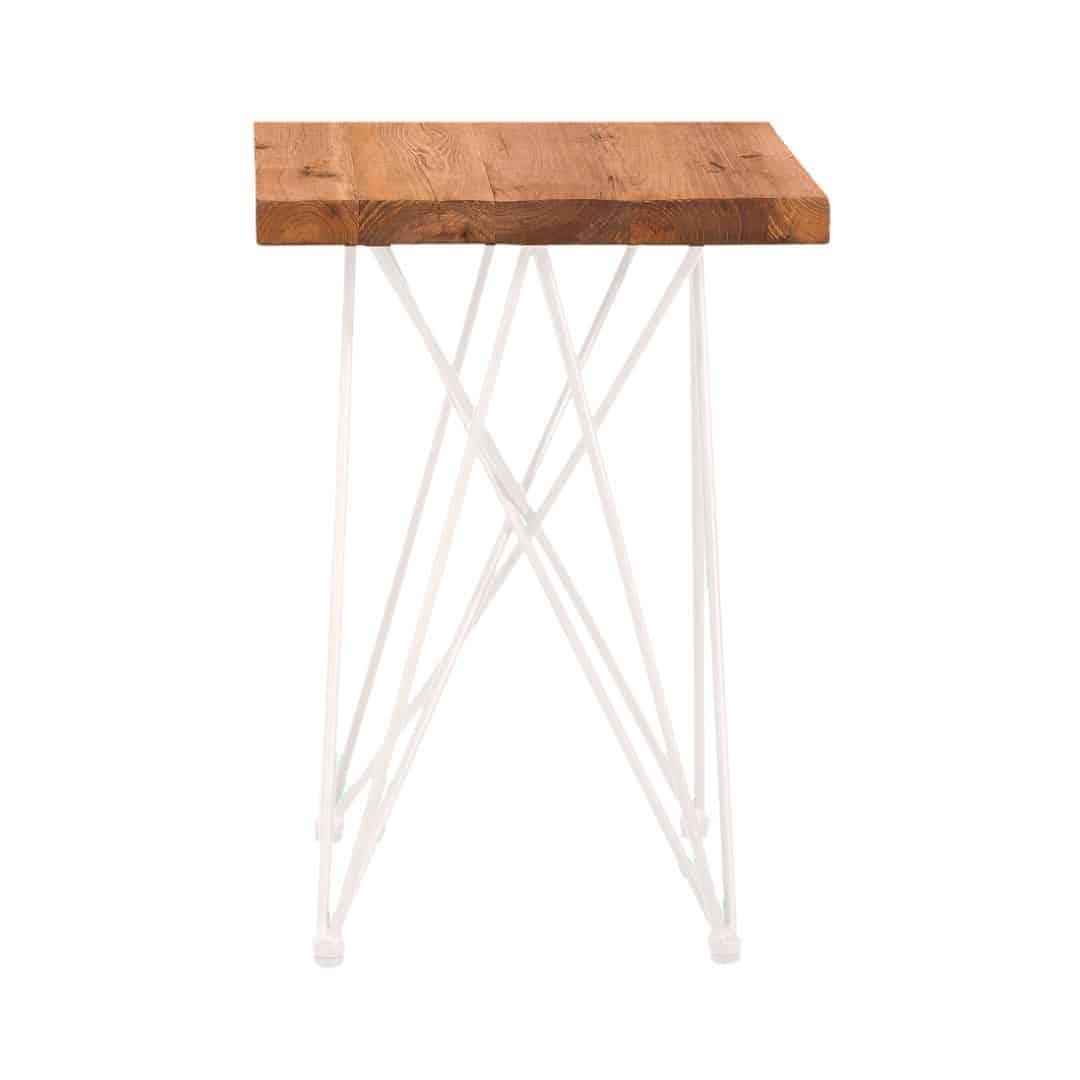 Frankie Square Side Table – White with Timber Top