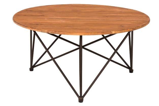 Frankie Round Side Table – Black with Timber Top – 45cmW x 65cmH