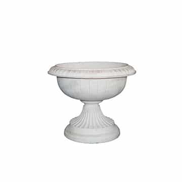French Style Urn with Round Base – White – Set of Two