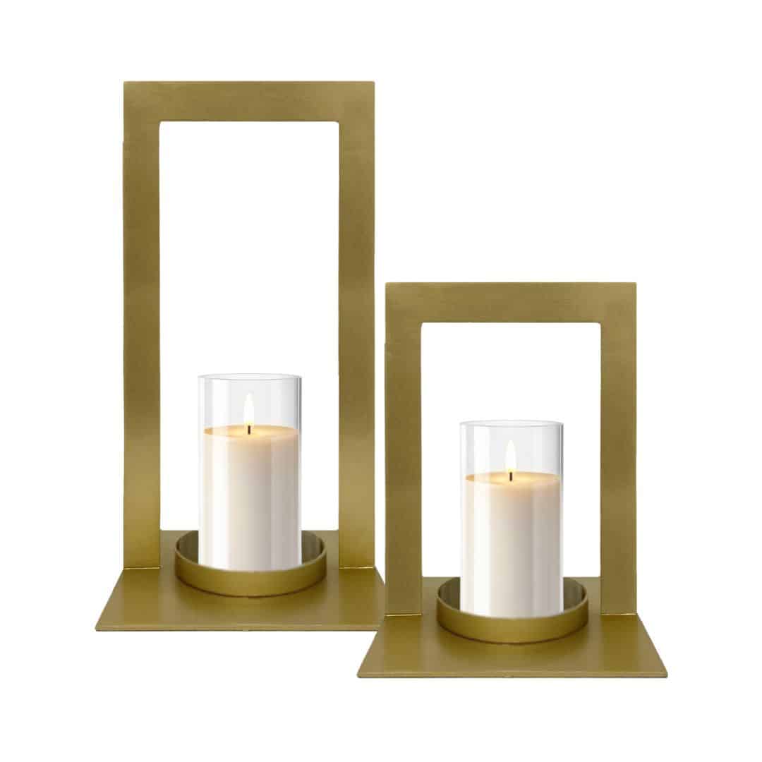 Lucie Hurricane Lantern – Gold – Set of Two