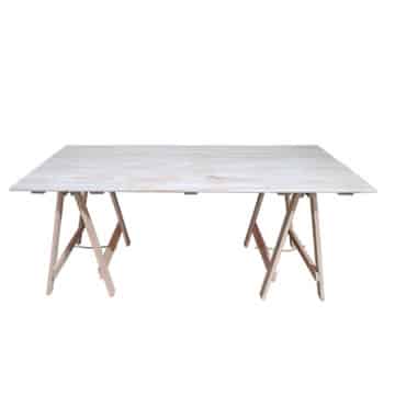 Hamptons Dining Table – Whitewash Timber with Oak Trestle Legs – 180cmL x 100cmW x 75cmH