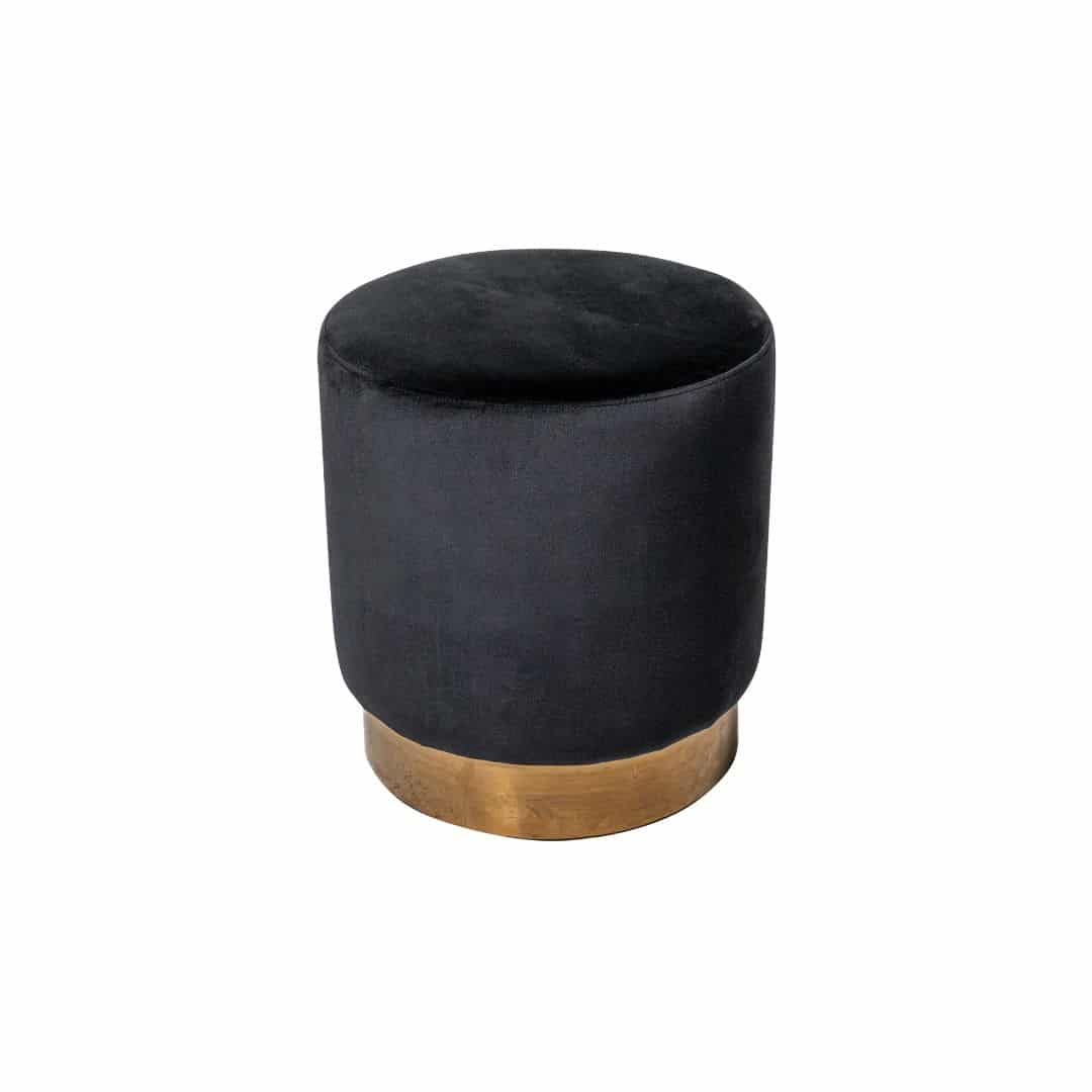 Harlow Ottoman – Black with Wide Gold Band