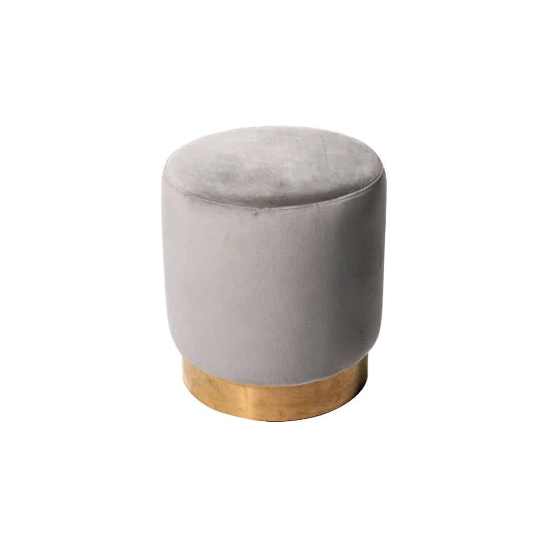 Harlow Ottoman – Grey with Wide Gold Band