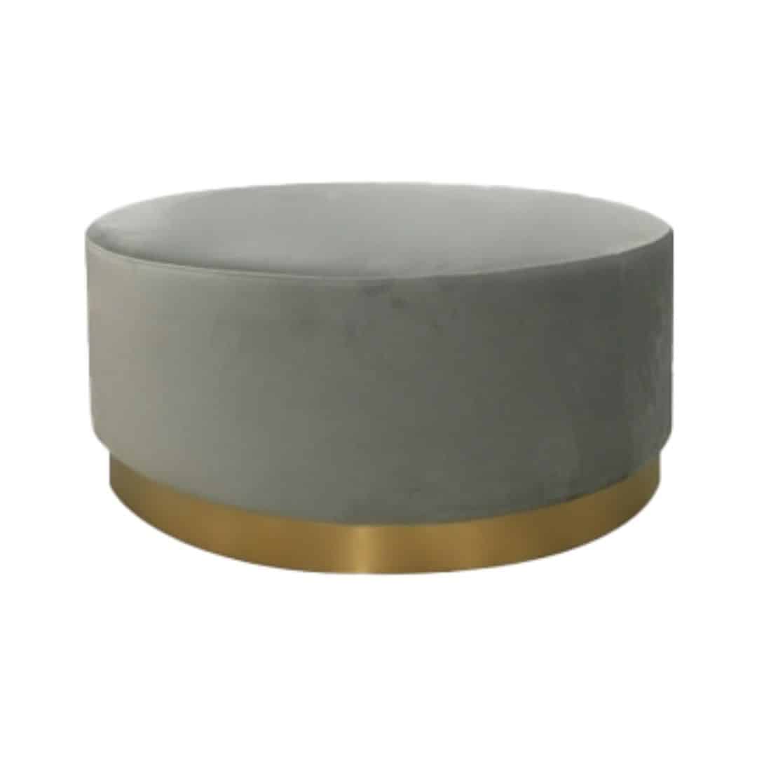 Harlow Ottoman – Grey with Wide Gold Band – Large
