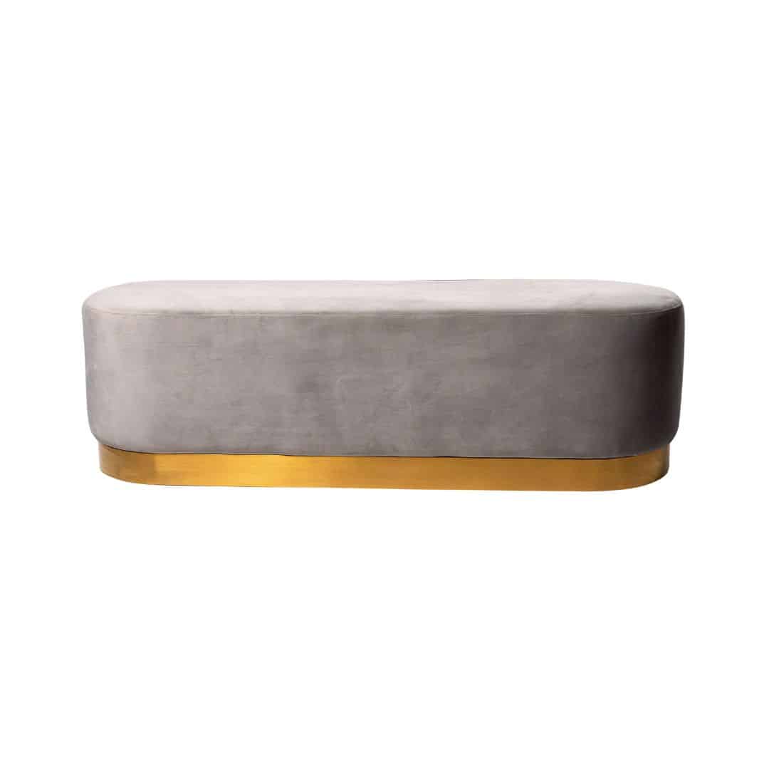 Harlow Rounded Daybed – Dove Grey Velvet with Wide Gold Band