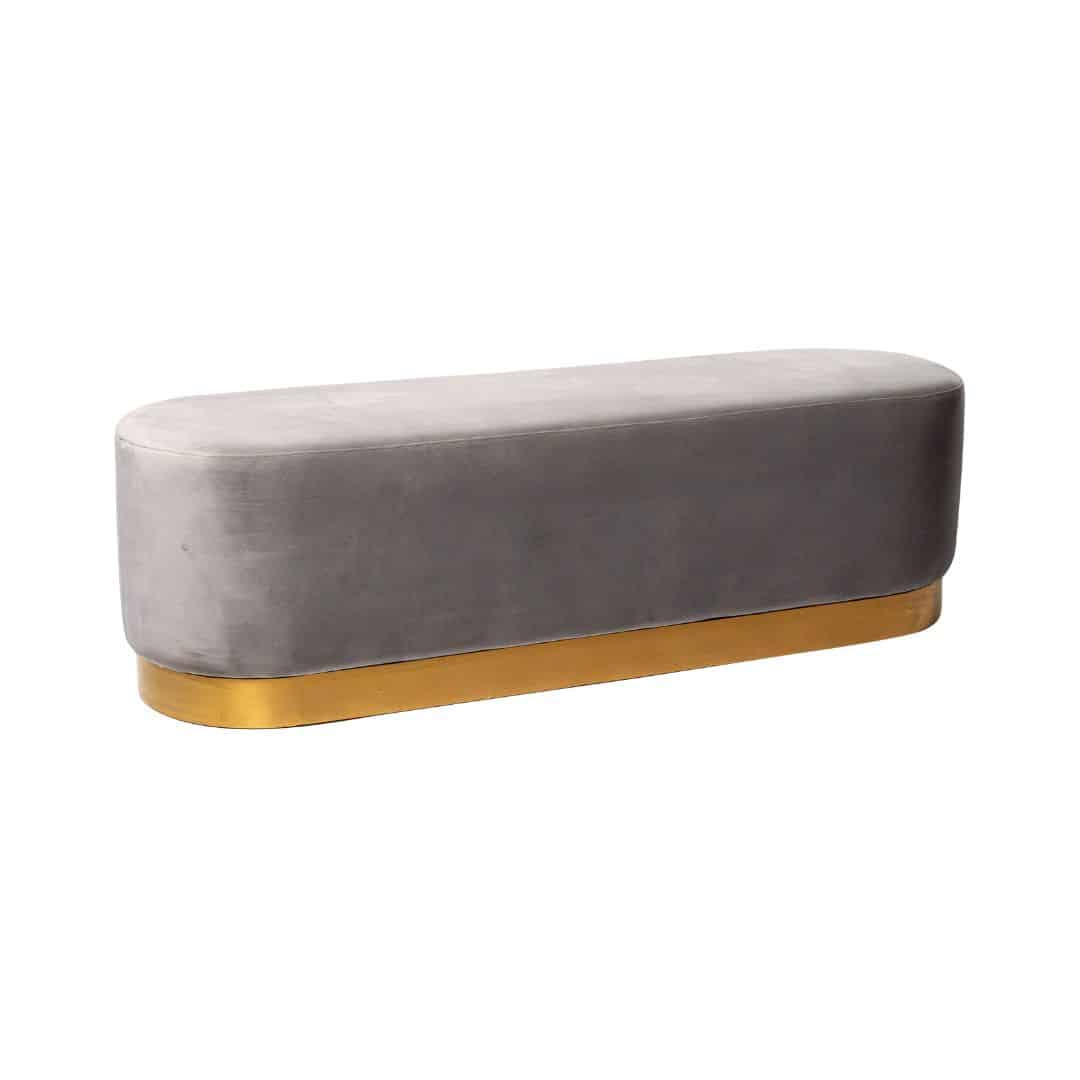 Harlow Rounded Daybed – Dove Grey Velvet with Wide Gold Band