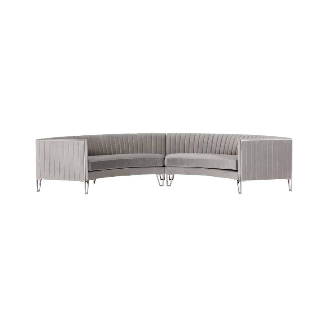 Harlow Six Seater Semi Circle Lounge – Dove Grey Velvet