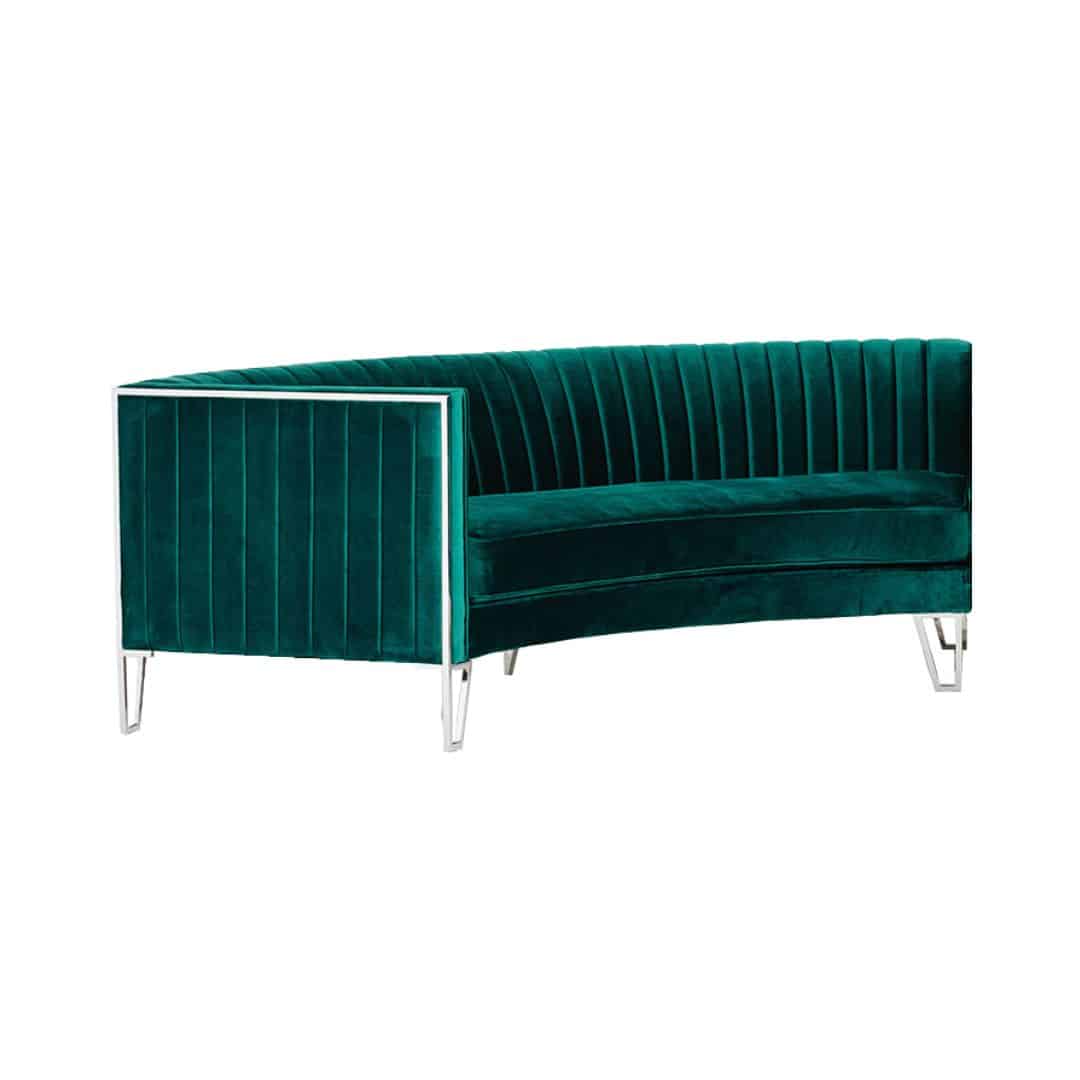 Harlow Six Seater Semi Circle Lounge – Emerald Green Velvet