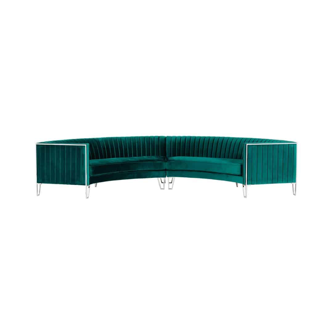 Harlow Six Seater Semi Circle Lounge – Emerald Green Velvet