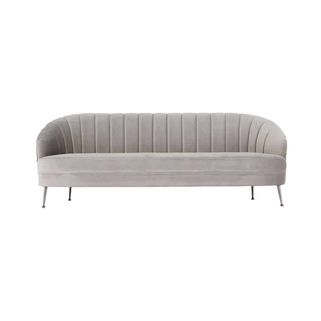 Harlow Three Seater Lounge – Dove Grey Velvet