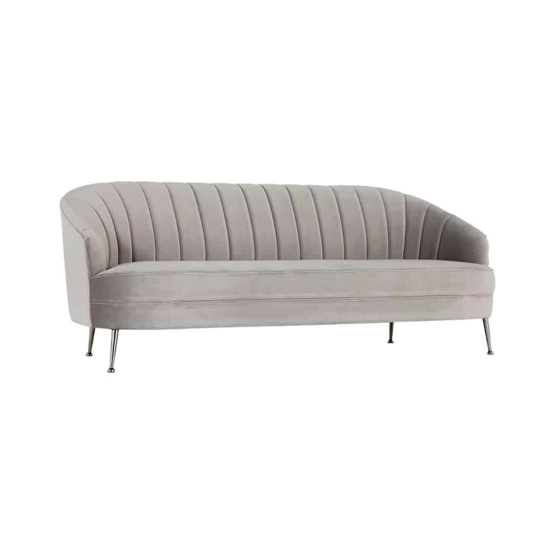 Harlow Three Seater Lounge – Dove Grey Velvet