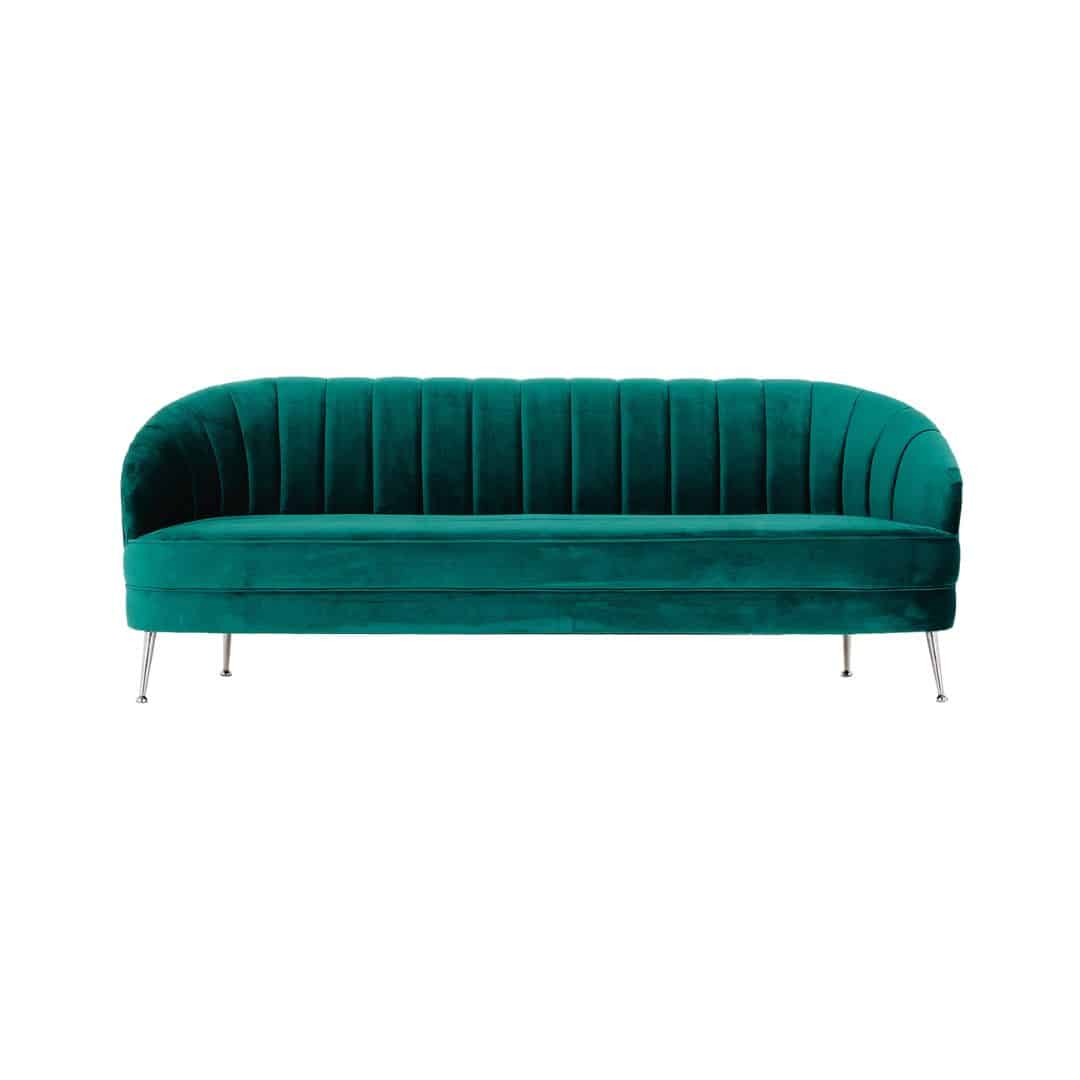 Harlow Three Seater Lounge – Emerald Green Velvet