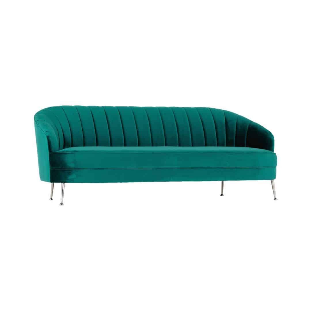 Harlow Three Seater Lounge – Emerald Green Velvet