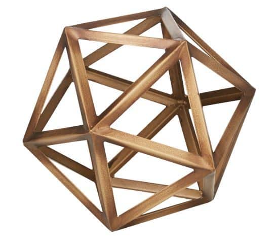 Hex Deco Ball Centrepiece – Bronze – 19cmW x 23cmH