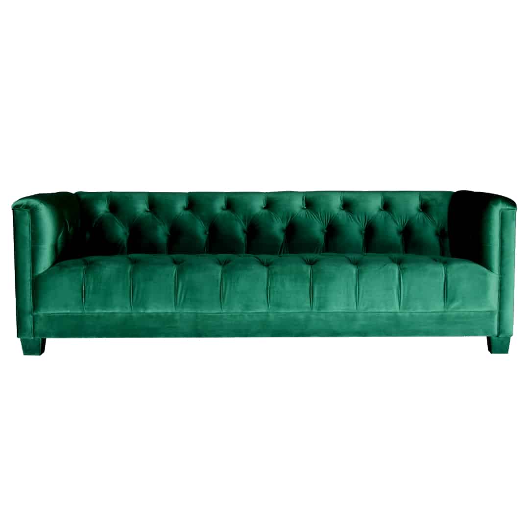 Luxe Three Seater Lounge – Emerald Green – 230cmL x 88cmD x 73cmH