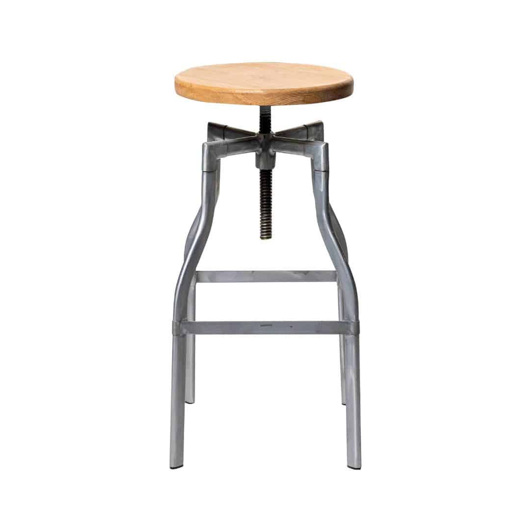 Industrial Bar Stool – Chrome with Timber Top