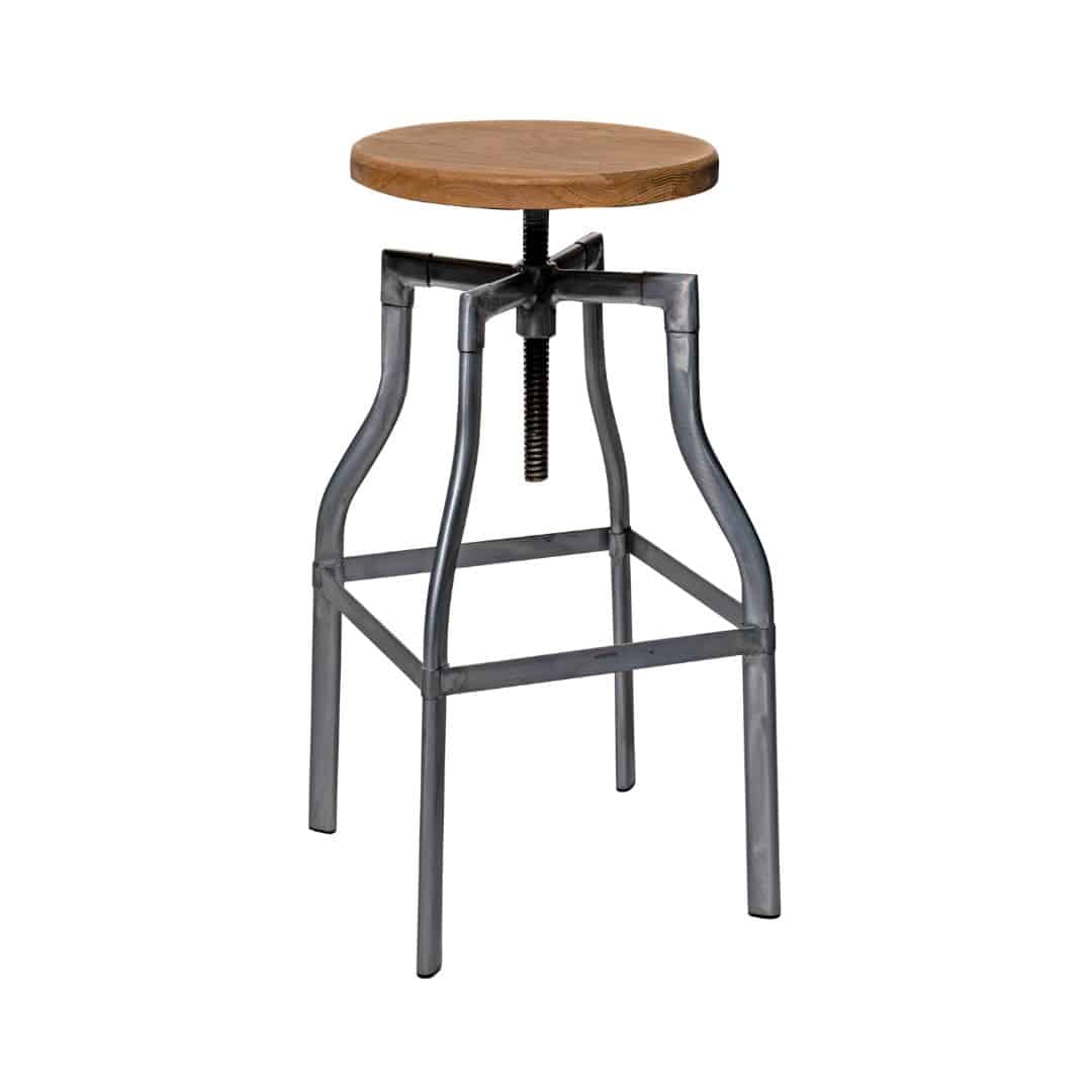 Industrial Bar Stool – Chrome with Timber Top