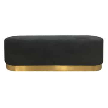 Harlow Rounded Daybed – Black with Wide Gold Band – 150cmL x 45cmW x 45cmH