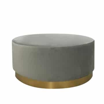 Harlow Ottoman – Grey with Wide Gold Band – Large – 90cmD x 45cmH