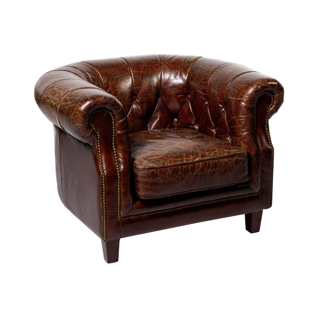 Oxford Chesterfield Armchair – Chocolate Brown Leather