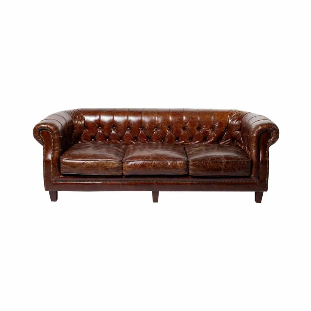 Oxford Chesterfield Three Seater Lounge – Chocolate Brown Leather