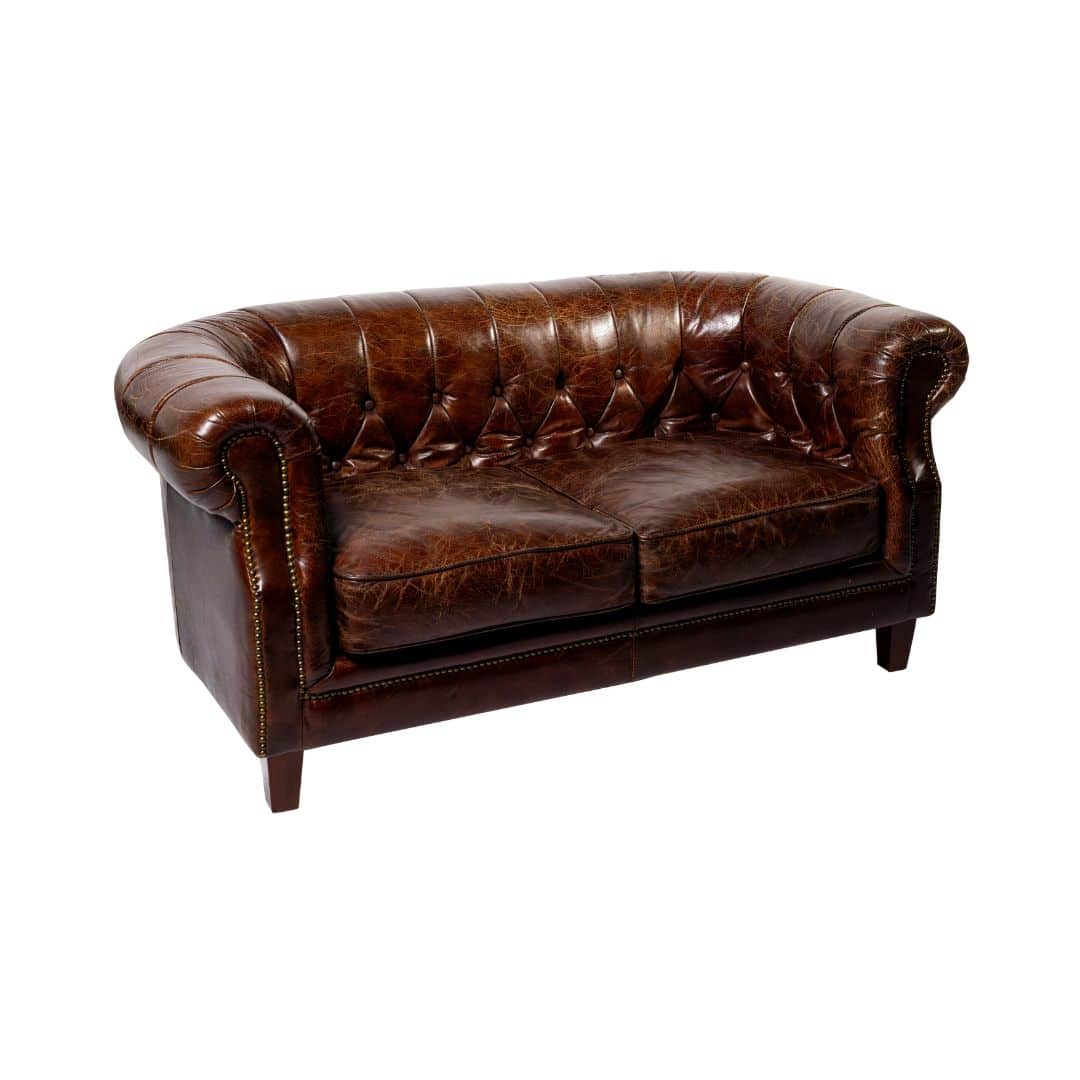 Oxford Chesterfield Two Seater Lounge – Chocolate Brown Leather