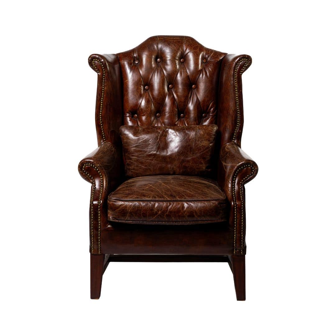 Oxford Chesterfield Wingback Armchair – Chocolate Brown Leather