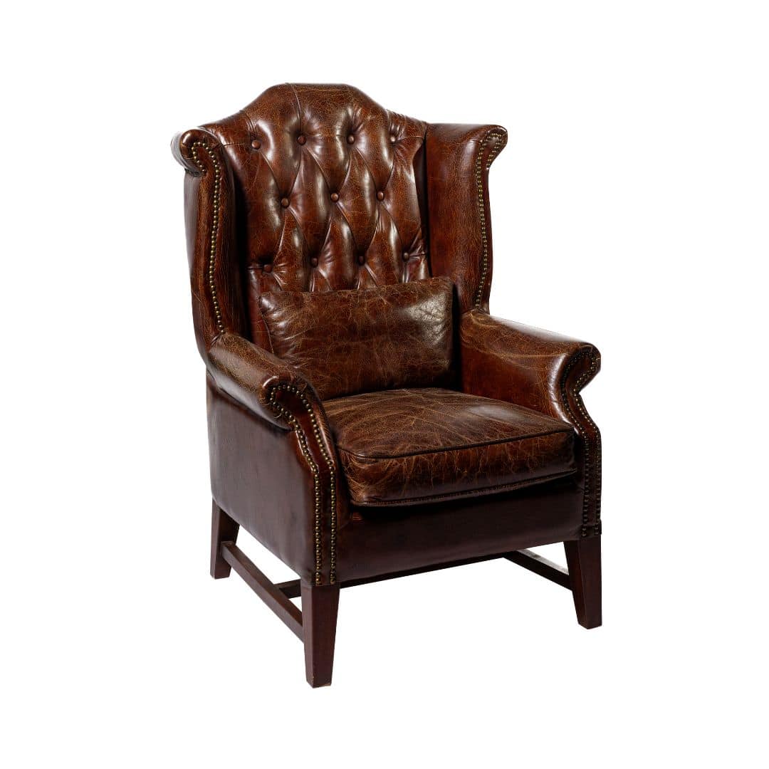 Oxford Chesterfield Wingback Armchair – Chocolate Brown Leather