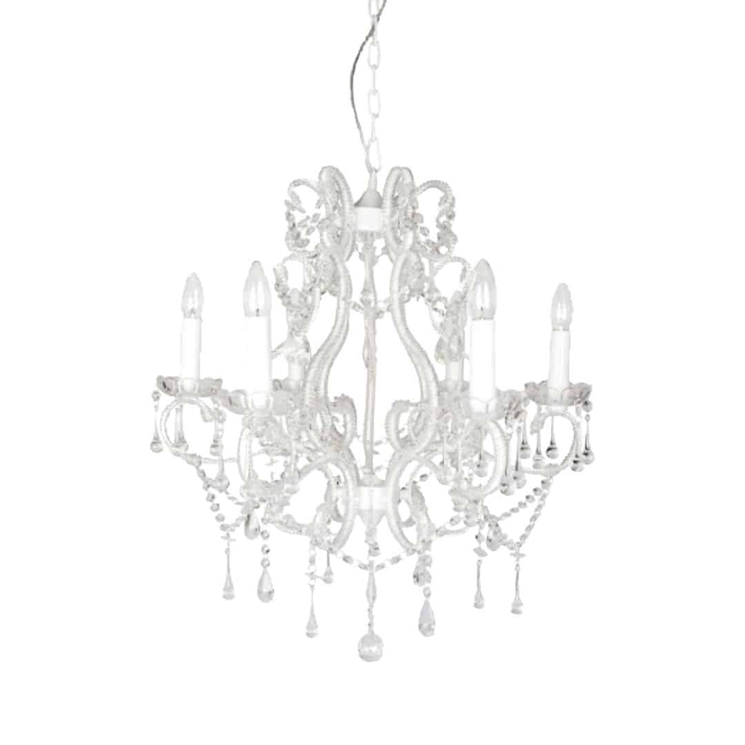 Palais Chandelier – White – Six Arm – 57cmW x 70cmH – 6kg