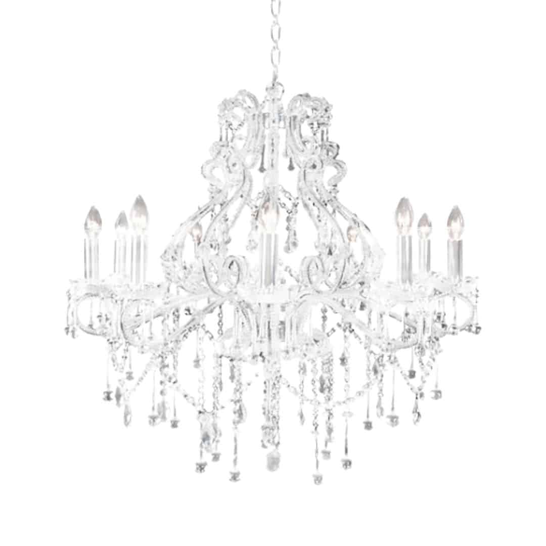 Palais Chandelier – White – Ten Arm – 80cmW x 75cmH – 10kg