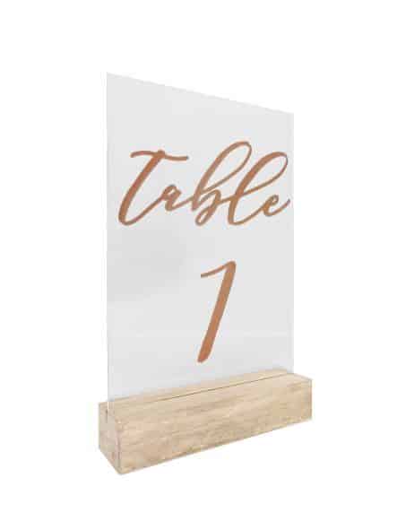 Table Number – Rose Gold Embossed Acrylic