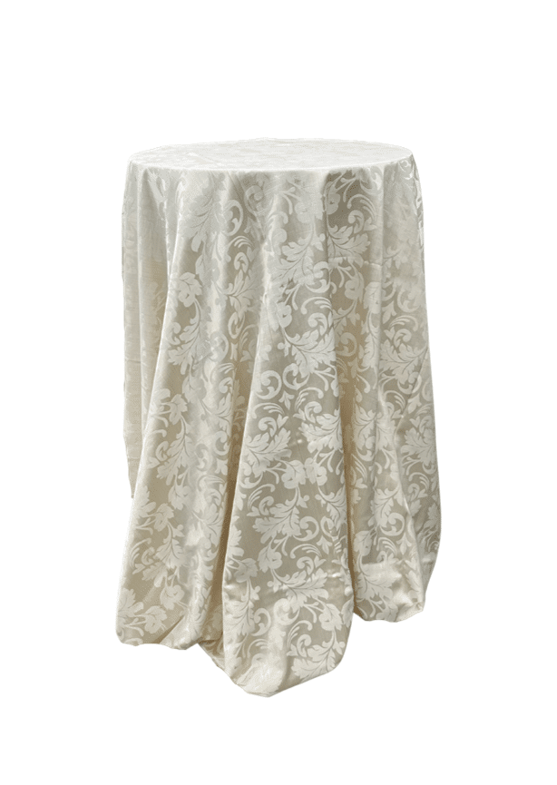 Tablecloth – Ivory Featherleaf Damask – Round – 250cmD
