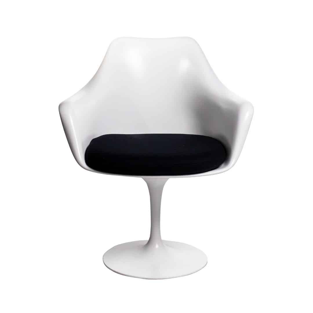 Tulip Armchair – White with Black Seat