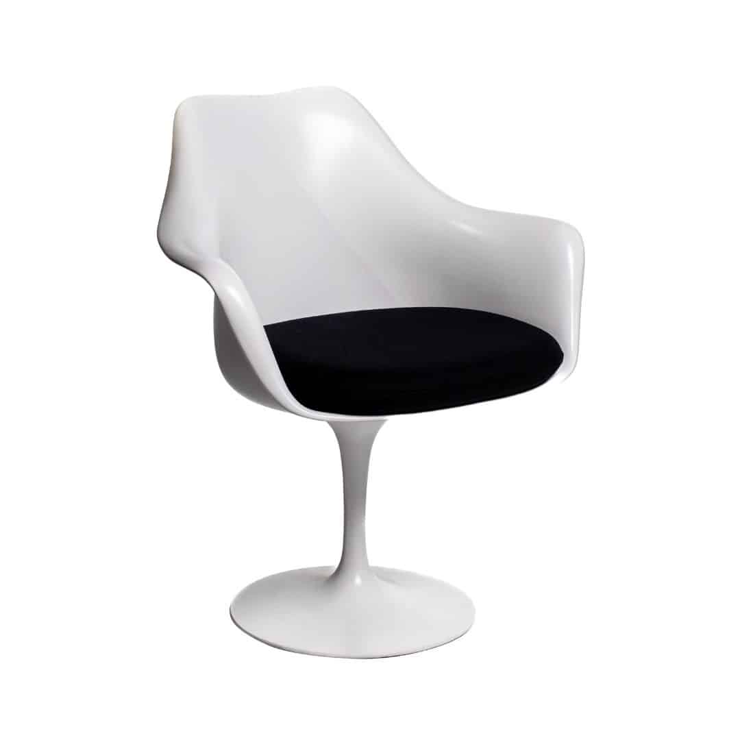 Tulip Armchair – White with Black Seat