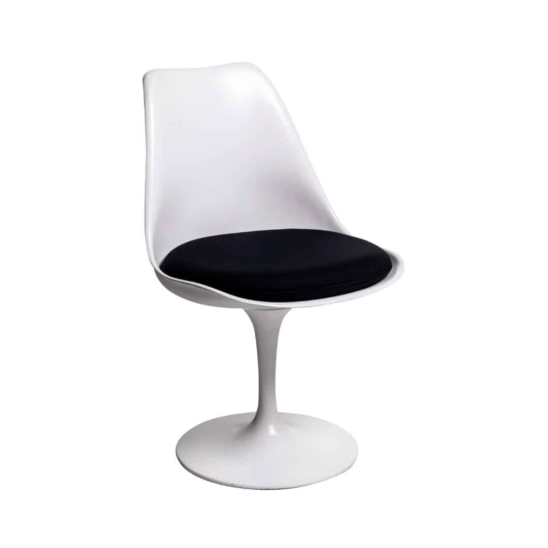 Tulip Chair – White with Black Seat