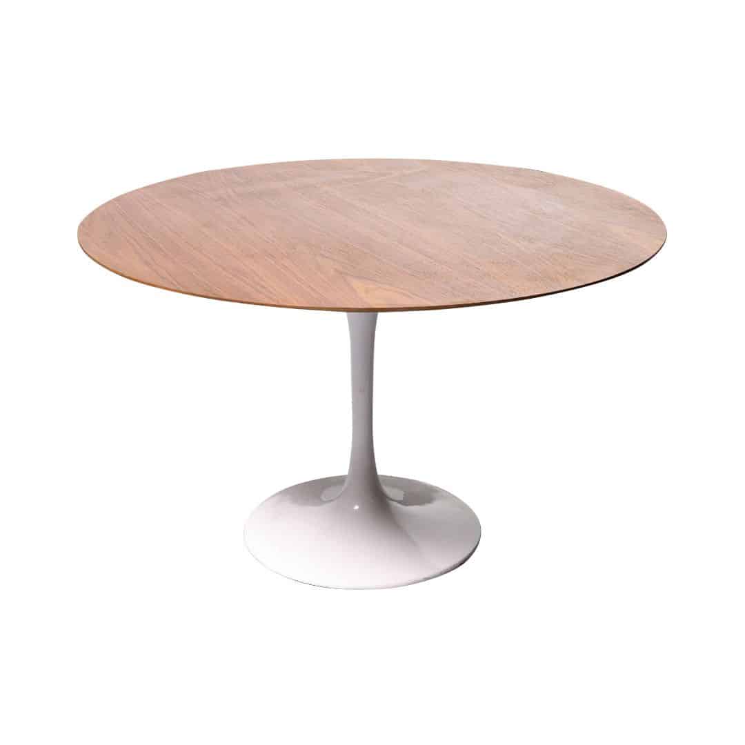 Tulip Dining Table – White with Walnut Top